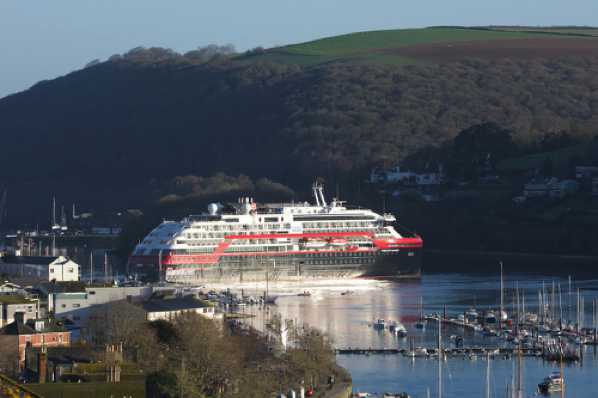 16 March 2020 - 07-39-19 
This is part of a sequence of the ship turning that I hope I can upload here eventually. This new website is a steep learning curve for me.
--------------
Cruise ship Fridtjof Nansen visits Dartmouth